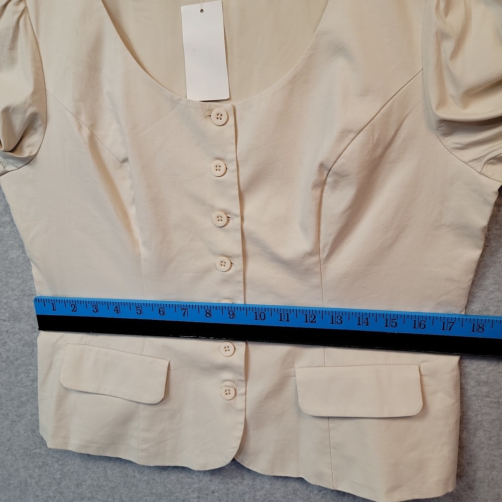 NEW‎ French Connection Poplin Button Up Top Womens XL 12 Cream Long Sleeve Lined - Picture 10 of 15
